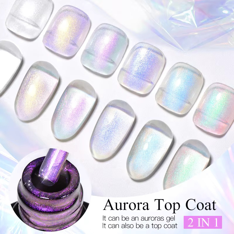 MEET ACROSS Auroras Glitter Top Coat Gel Nagellack, Schimmernd, Holographisch - Bild 3