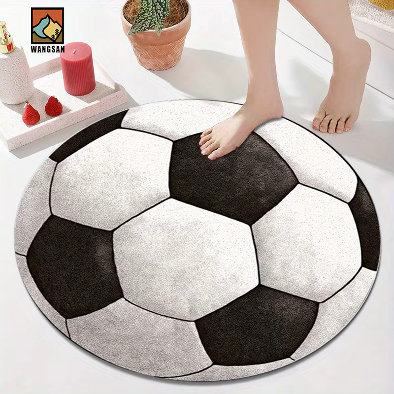 VIKAMA Fußball-Motivteppich rund, rutschfest und isolierend, Mehrfarbig - Bild 4