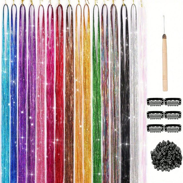 EZ&AS Lametta-Set aus synthetischem Haar, 12 Farben, 36/48 Zoll - Bild 1