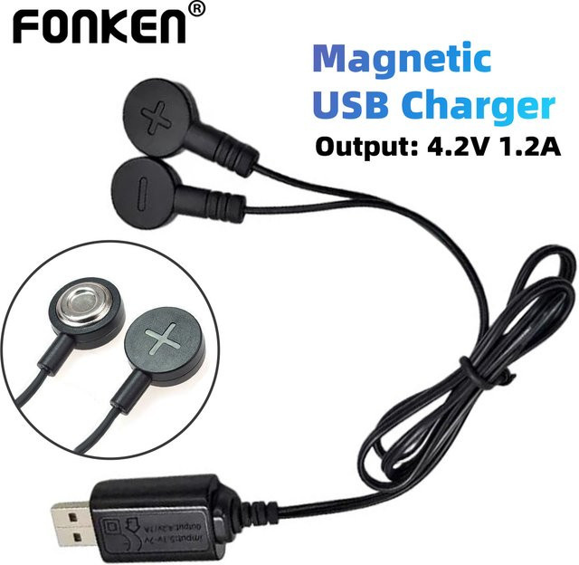 FONKEN Universal-Ladegerät für Lithium-Batterien 18650 16340 26650 mit magnetischem USB-C Anschluss, Schwarz - Bild 1