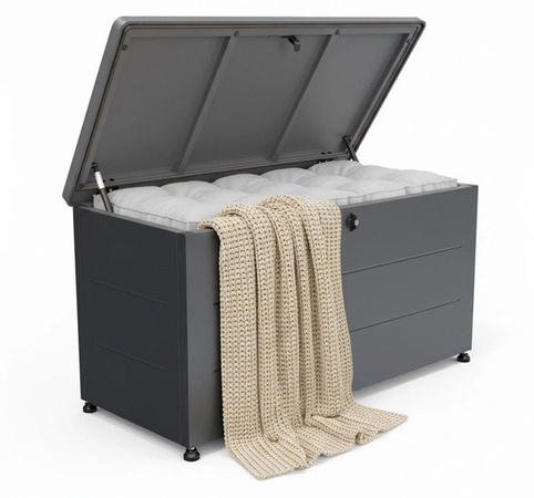 Relaxdays Gartenbox aus Stahl und Kunststoff in Schwarz, abschließbar und wetterfest, B/T/H: 115 x 50 x 59 cm