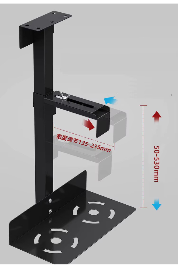 d-mount Computer-CPU-Ständer CP-02 in Schwarz, universeller PC-Gehäusehalter für Schreibtisch oder Wand mit Höhenverstellung, belastbar bis 30 kg - Bild 4