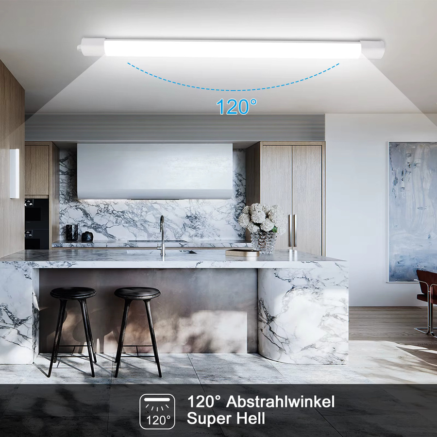 Oraymin LED-Leuchtstoffröhre Wet Room, 45 W, 4950 lm, IP66 wasserdicht, Neutralweiß 4000 K, Länge: 150 cm - Bild 4