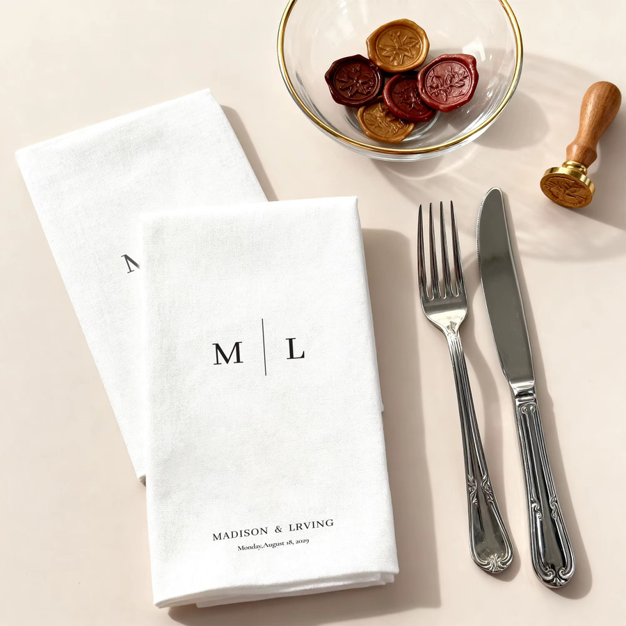 Personalisierte Papierservietten in Weiß für Hochzeit, Geburtstag und Party mit individuellem Text - Bild 2