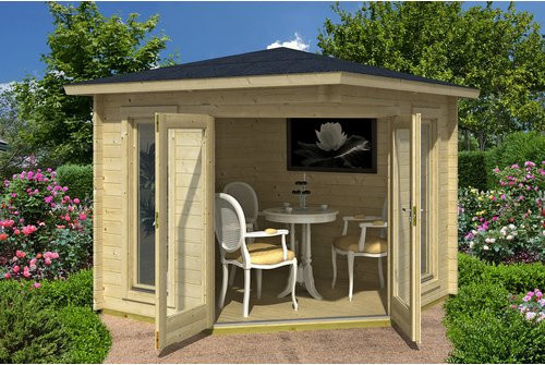 LASITA MAJA Gartenhaus Oban aus Holz in Gelb, B/H/T: 282,3 x 240,5 x 282,3 cm - Bild 1