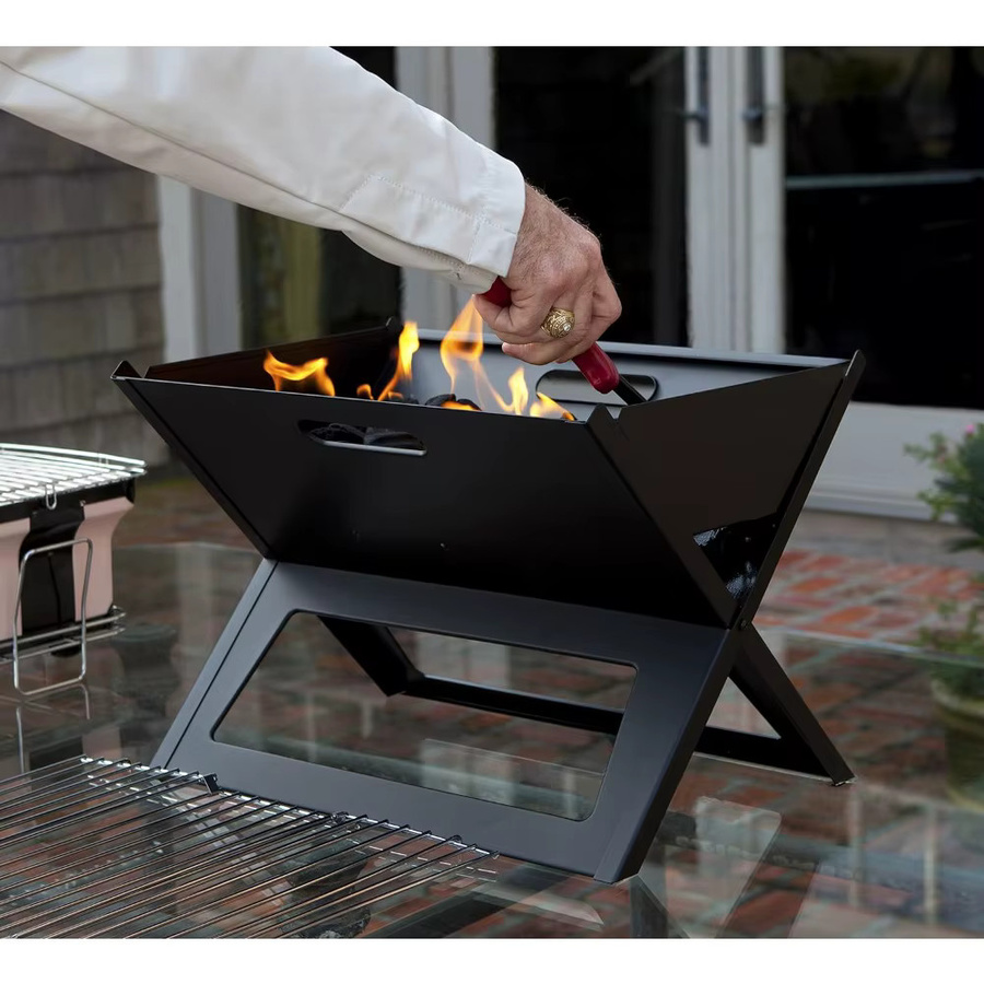 Faltbarer Notebook-BBQ-Grill aus Edelstahl in Schwarz für Camping und Picknick, B/T: 43,0 x 37,0 cm - Bild 2