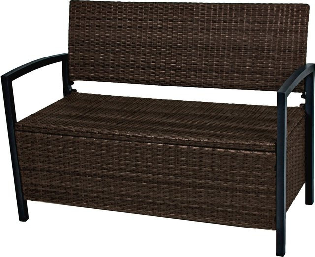 Garden Pleasure Parkbank Ferrara 2-Sitzer mit Staufach in Coffee Braun, B/H/T: 117 x 86 x 58 cm - Bild 1