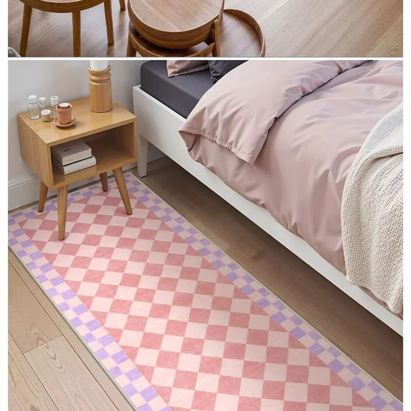VIKAMA Vintage karierter Flurteppich als Küchenmatte oder Schlafzimmerteppich, B/T: 120 x 50 cm - Bild 2