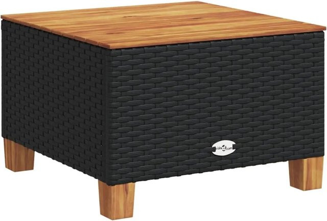 vidaXL Gartentisch aus Poly-Rattan und Akazienholz in Schwarz und Braun, B/T/H: 55 x 55 x 36 cm - Bild 1