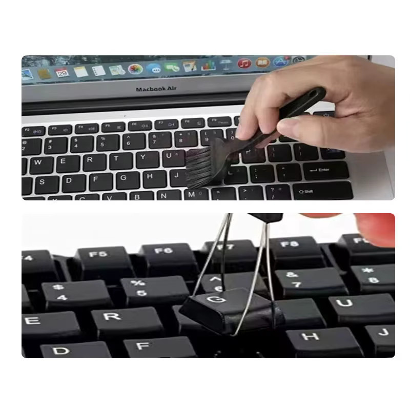 OULLX Tastenkappen-Reinigungskit für mechanische PC-Tastaturen in Schwarz mit Tastenkappen-Abzieher, Bürste, Pinzette und Luftgebläse - Bild 2