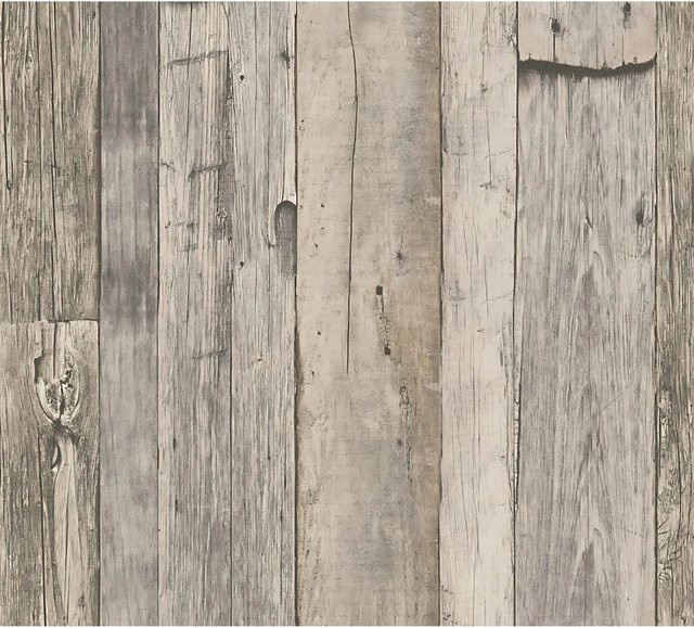 Profhome Holz Tapete in Holzoptik Matt, Farben Grau Weiß Beige, B x L: 0,53 m x 10,05 m - Bild 1