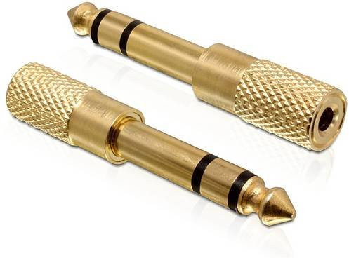 Delock 65361 Audio Adapter Klinke auf Klinke in Gold mit 6,35 mm Stecker und 3,5 mm Buchse - Bild 1