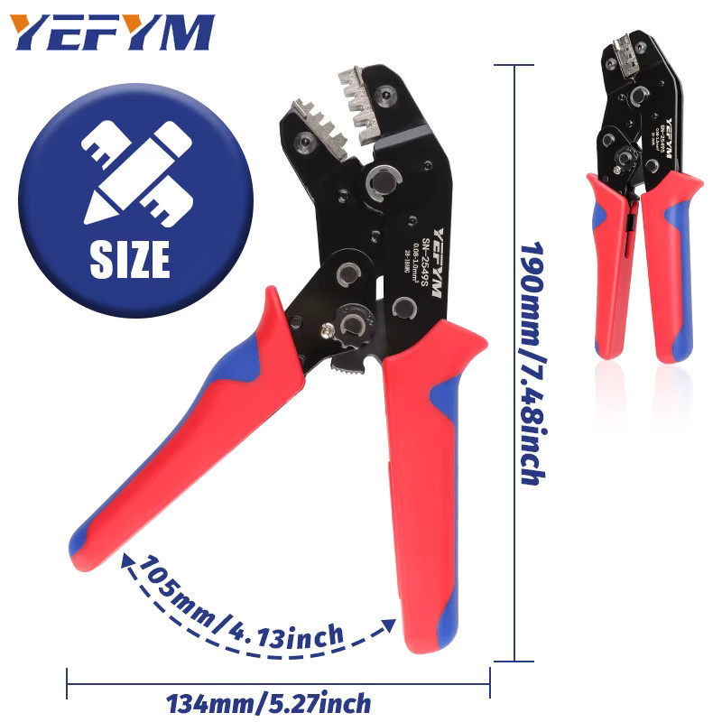 YEFYM SN-2549S Crimpwerkzeug Drahtratszange für PH2.0 XH2.54 2.8 3.0 3.96 KF2510 JST Terminals mit 0,08–1,0 mm2 und AWG28–18 - Bild 4