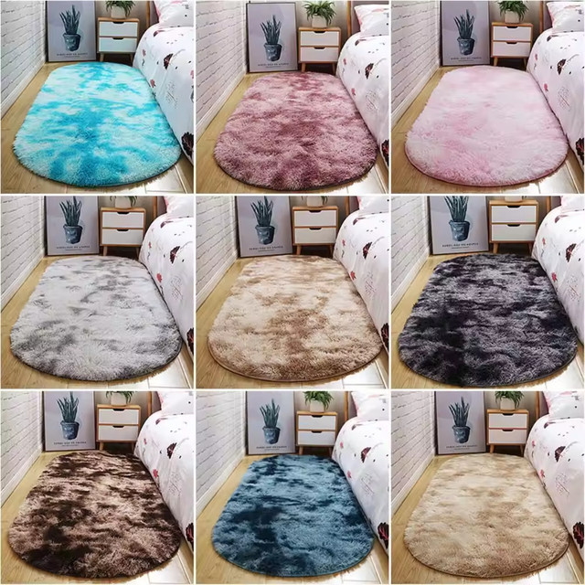 VIKAMA Ovaler Batik-Teppich in einfarbigem Design aus Polyester für Wohnzimmer, Schlafzimmer und Küche - Bild 1