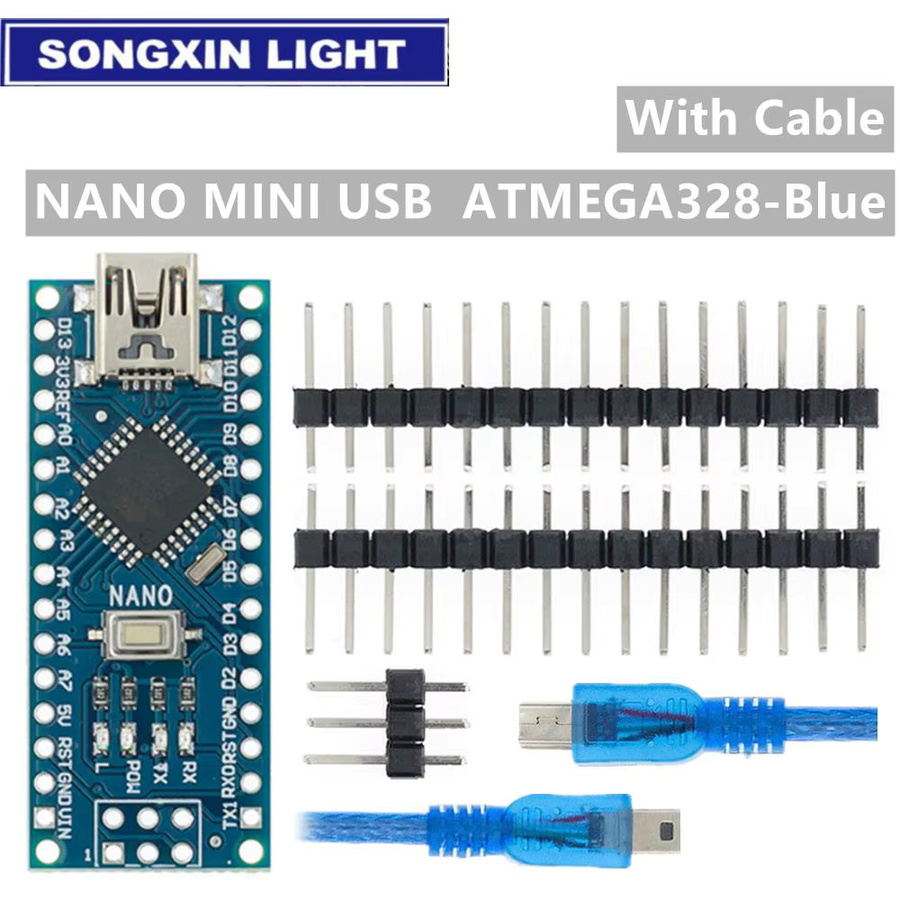 Arduino Nano V3.0 Controller mit ATmega328P und CH340 USB-Treiber, kompatibel mit Micro/Mini/Type-C USB, Blau - Bild 3