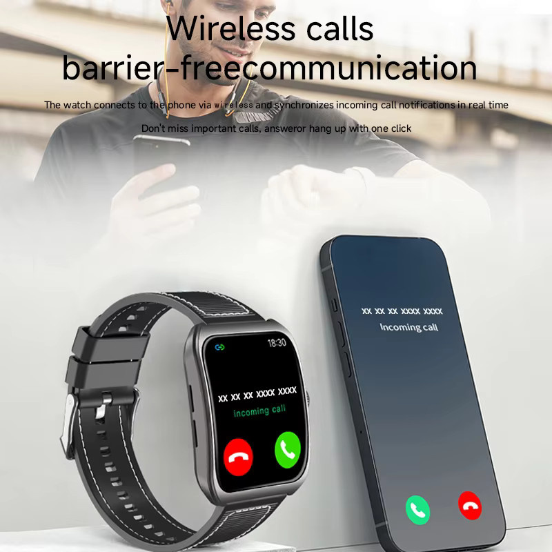 SIMSONLAB Smartwatch mit 1,85 Zoll gebogenem Bildschirm, Bluetooth 5.4, kabelloser Anruffunktion, Musiksteuerung, Herzfrequenz- und Schlafüberwachung sowie Fernkamera in Schwarz - Bild 3