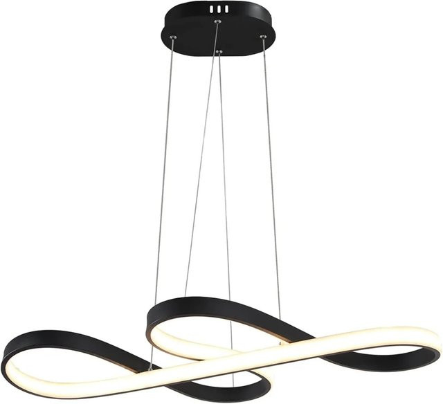 NETTLIFE LED-Pendelleuchte aus schwarzem Silikon mit Fernbedienung und Dimmfunktion, Durchmesser: 75 cm - Bild 1