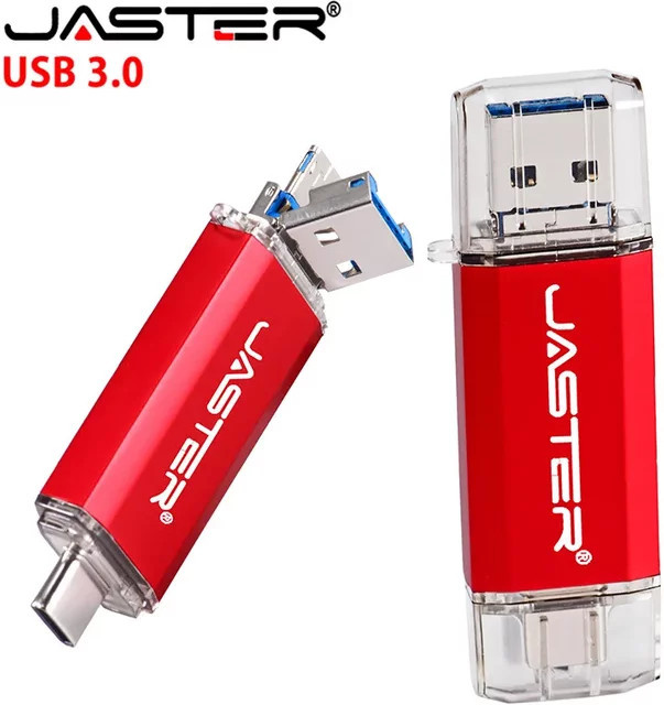 JASTER 3 in 1 USB Flash-Laufwerk Metall Memory Stick mit personalisierbarem Logo in Silber oder Rot - Bild 1