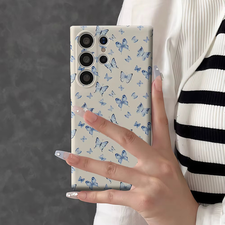 Stoßfeste Doppelschicht Handyhülle mit blauem Schmetterlings-Design für Samsung Galaxy S26 S25 S24 S23 Ultra Plus - Bild 4