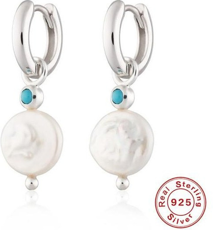 Ohrringe Creolen, 925 Sterling Silber, Perlen, Damen