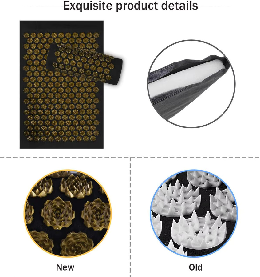 Kuznetsov's Akupressur-Matte und Kissen-Set, Unisex, Gold, Schwarz - Bild 3
