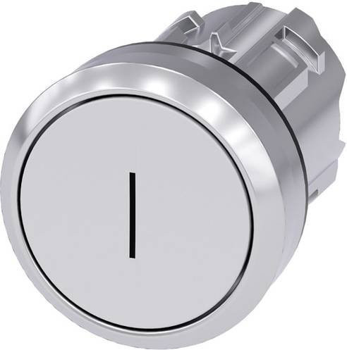 Siemens Drucktaster 3SU1050-0AB60-0AC0 mit Frontring aus Metall in Silber und Weiß, rund, Hochglanz - Bild 1