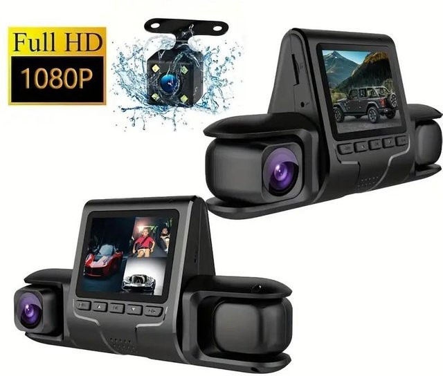 LIAESMART 3-Linsen Dashcam mit Full HD 1080P, Auto-DVR für vorne, hinten und innen, 170 Grad Weitwinkel, Nachtsicht, G-Sensor und Loop-Aufnahme, Schwarz - Bild 1