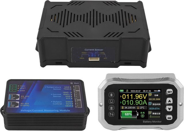 Intelligenter Batteriemonitor 600A für Wohnmobil und Autobatterie mit 2,4 Zoll LED-Display in Schwarz - Bild 1