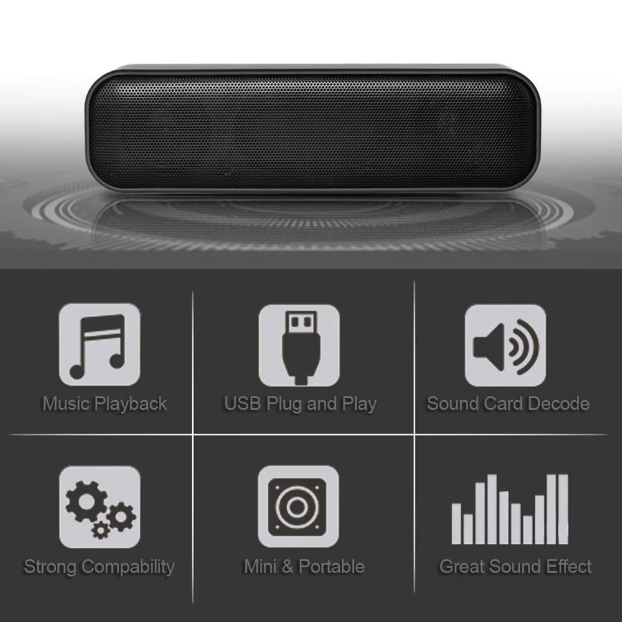 Tragbare Soundbar von AyeBeau in Schwarz mit USB-Anschluss für Computer, TV, PC und Laptop - Bild 2
