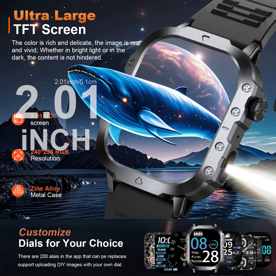 KESHUYOU Smartwatch, Schwarz, Silikon, Herren - Bild 2