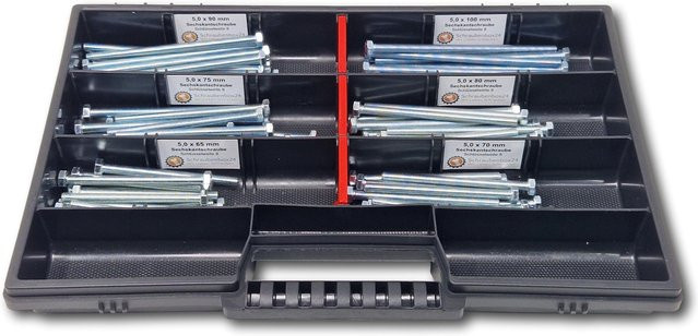 Schraubenbox24 Sechskantschrauben Sortiment M5 in Silber, 90-teiliges Set aus verzinkten Vollgewindeschrauben DIN 933/ISO4017 mit Längen von 65 mm bis 100 mm - Bild 1