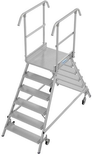 Krause Podestleiter Stabilo fahrbar aus Aluminium in Silber mit 6 Stufen und einer maximalen Arbeitshöhe von 3,45 m - Bild 1
