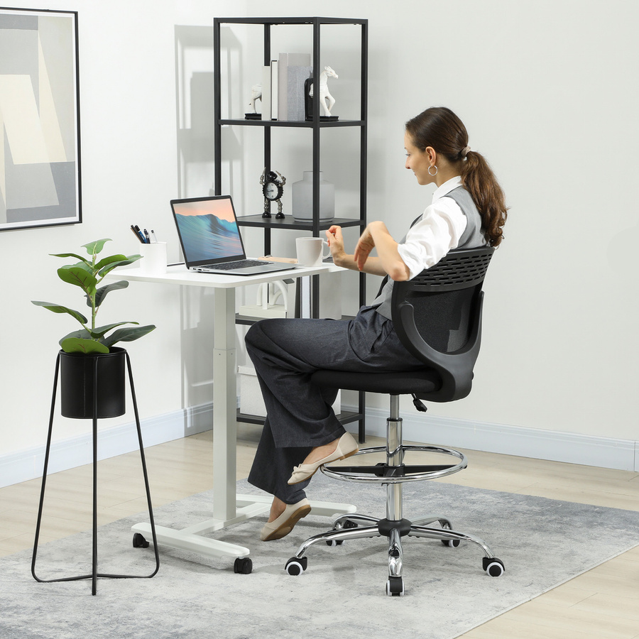 Vinsetto Ergonomischer Bürostuhl von Aosom in Schwarz mit verstellbarem Fußring und Netzbespannung - Bild 2