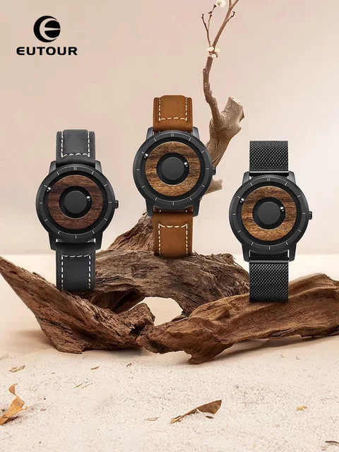 EUTOUR Armbanduhr, Quarz, Edelstahl, Leder, Schwarz, Herren - Bild 1