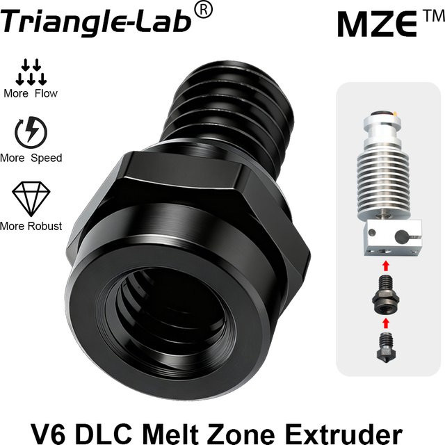 Trianglelab MZE DLC V6 Schmelzzone-Extruder zur Durchflusssteigerung für V6 Düsen, CHC Hotends und Voron 3D-Drucker - Bild 1