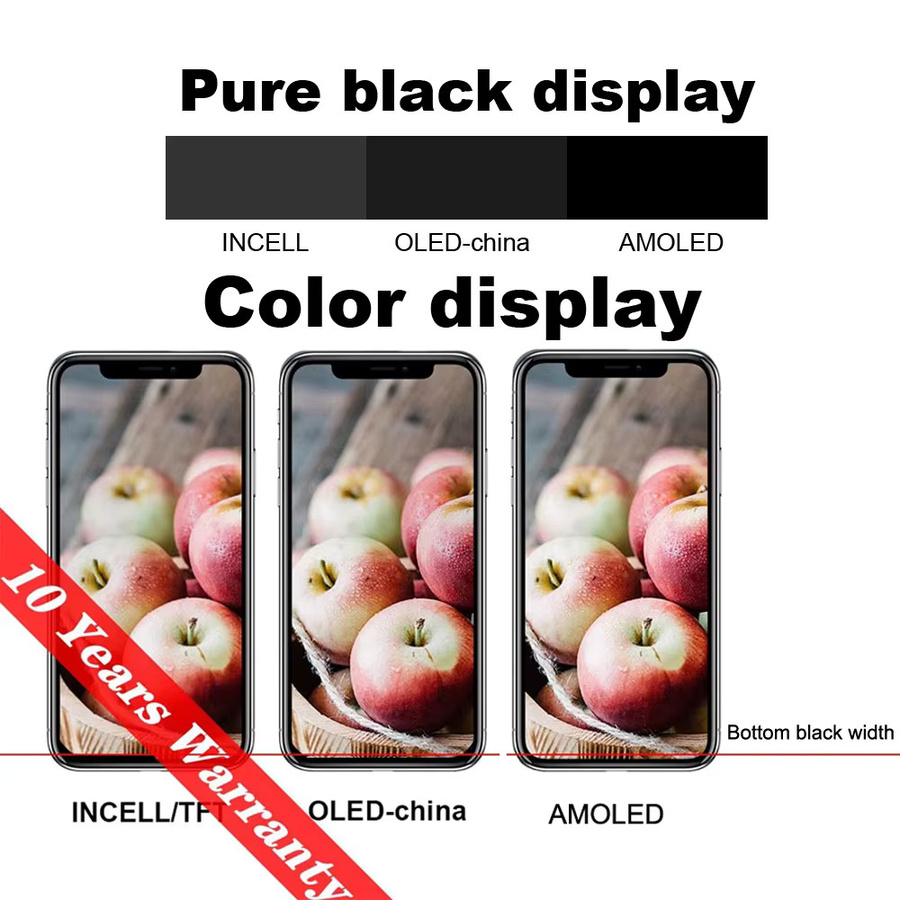 PINZHENG OLED AMOLED Display Ersatz für iPhone XS MAX X XR 11 12 13 MINI PRO PROMAX in Schwarz - Bild 3