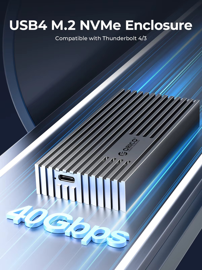 ORICO NVMe M.2 SSD-Gehäuse USB4 40 Gbit/s in Grau, kompatibel mit Thunderbolt 3/4 und USB-C - Bild 2