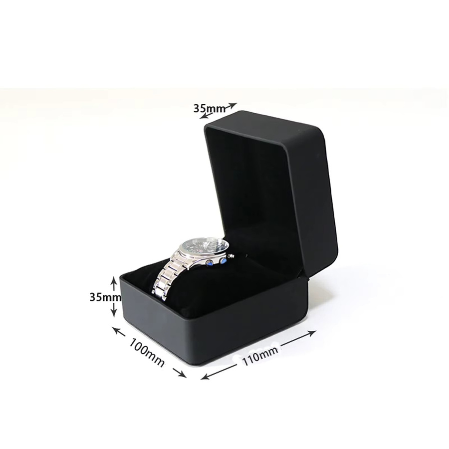 CAOWTAN Uhrenbox für Herren aus schwarzem PU-Leder mit Kissen und Clamshell-Design - Bild 2