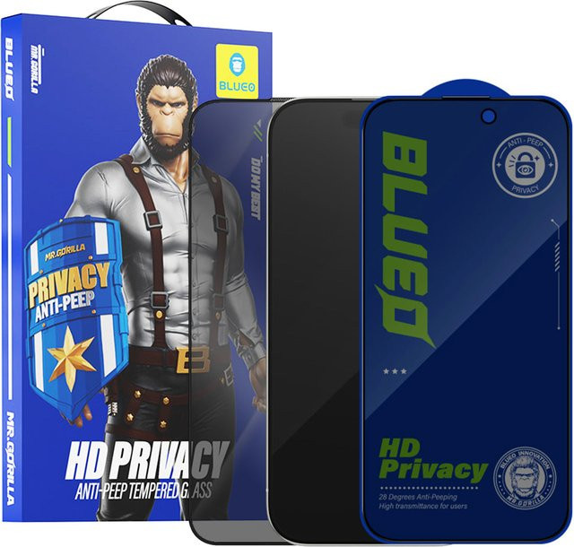 Blueo Privacy-Schutzfolie Anti-Peep aus gehärtetem Glas für Apple iPhone 11 Pro Max und iPhone XS Max, transparent - Bild 1