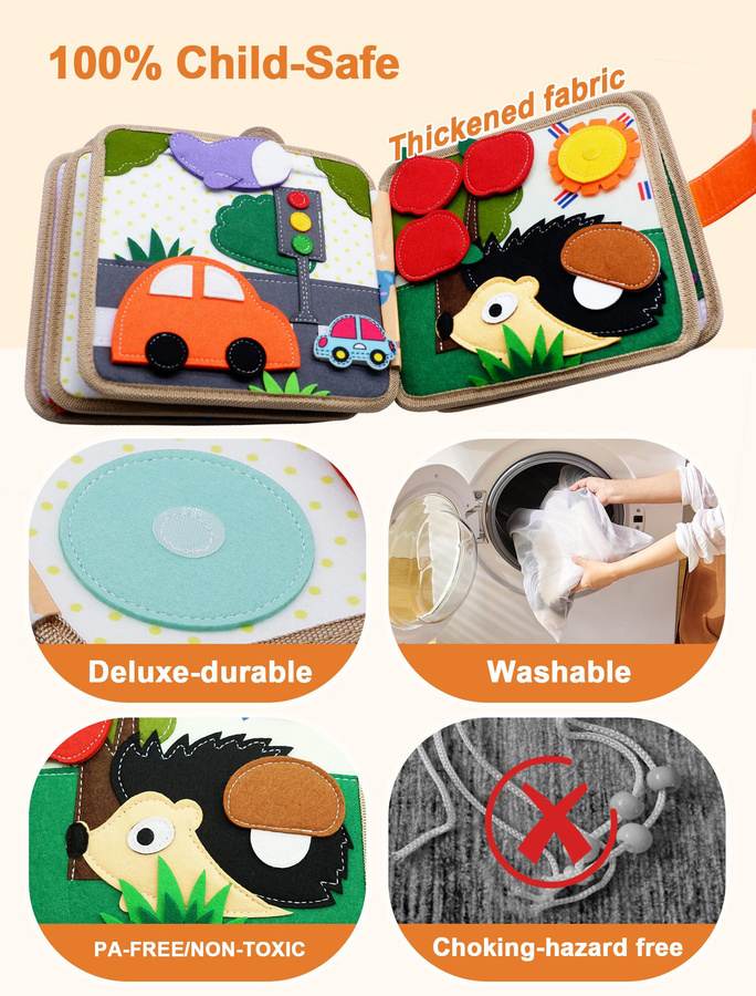 Yiran toy Montessori Giraffe Activity Board 3D Filzbuch für 3-6 Jahre - Bild 6