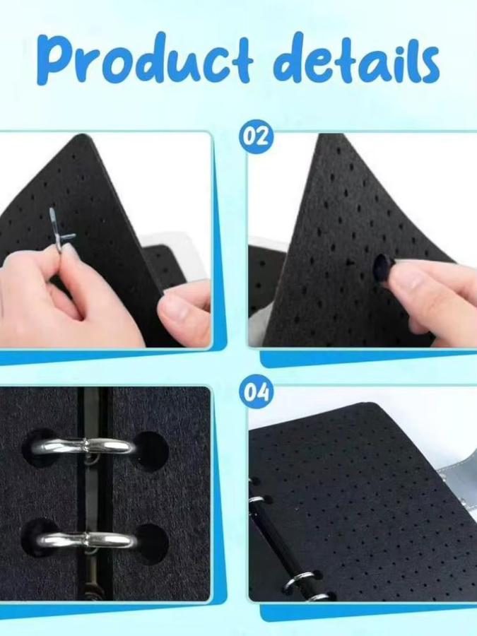 8-seitiges Filz-Broschenaufbewahrungsbuch in Blau als platzsparender und tragbarer Pin-Aufbewahrungsordner - Bild 4
