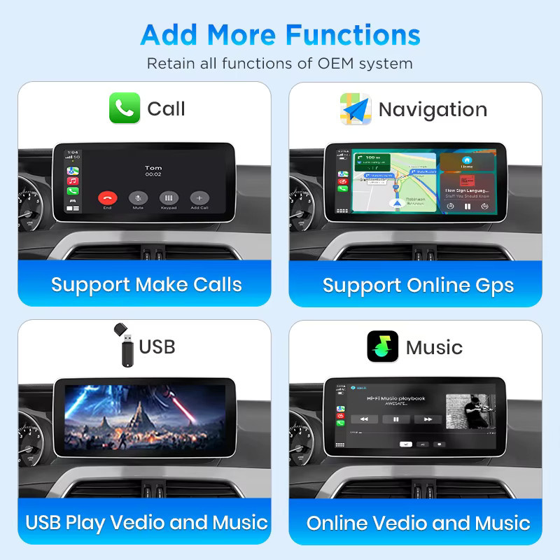 Junsun Multimedia-Player mit Linux-System für Mercedes Benz W176 C-Klasse W204 W205 GLC X253 V-Klasse W447, kabelloses Apple CarPlay und Android Auto, 12,3 Zoll Touchscreen, Schwarz - Bild 3