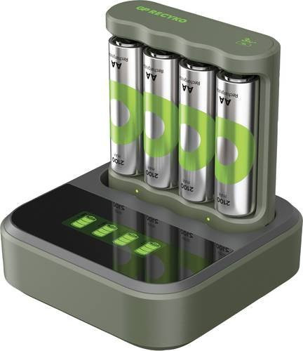 GP Batteries B441 Dockingstation Rundzellen-Ladegerät für NiMH Micro (AAA) und Mignon (AA) in Grün mit USB-A Anschluss - Bild 1