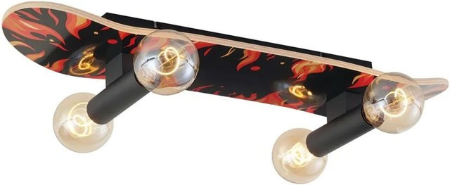 QAZQA Wandleuchte Skateboard in Schwarz und Rot für das Kinderzimmer, Breite: 80 cm - Bild 1