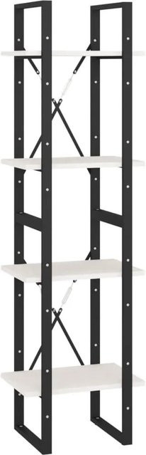 vidaXL Bücherregal aus Massivholz Kiefer und Metall in Weiß, 4 Böden, Industrial Design, B/T/H: 40 x 30 x 140 cm - Bild 1