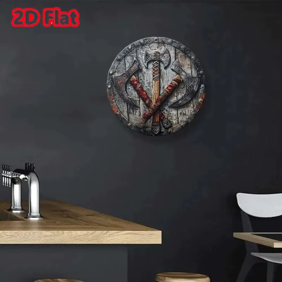 HELLOYOUNG Viking Battleaxe 3D-Wandkunst aus Aluminium mit wasserfestem HD-Druck - Bild 3