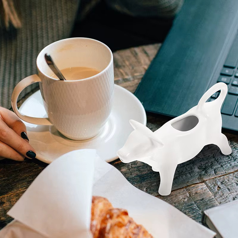 Keramik Milchkännchen in Kuh-Design, weißer Servierkrug für Milch, Soße oder Sauce, 1 Stück - Bild 4