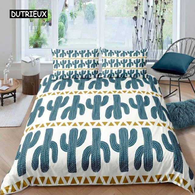 Bettwäsche-Set Kaktus-Design von Binchi Outdoor Product in Grün und Weiß, King Size, Material Mikrofaser, B/H: 210 x 210 cm - Bild 1