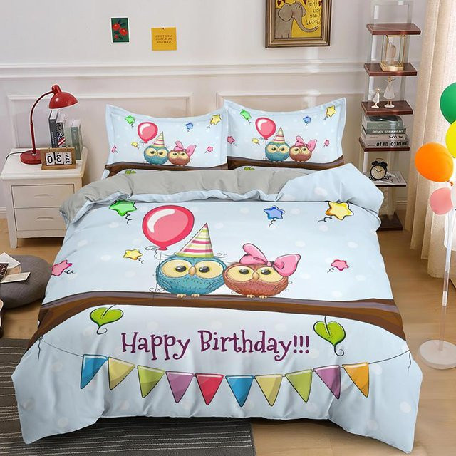 Bettwäsche Set mit Cartoon-Tierprint für Kinder von Binchi Outdoor Product, Polyester-Mikrofaser, Mehrfarbig, B/H: 135 x 200 cm - Bild 1