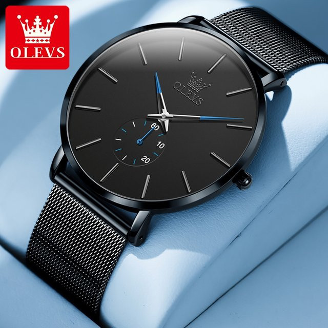 OLEVS Armbanduhr Chronograph, Quarz, Edelstahl, Schwarz, Herren - Bild 1